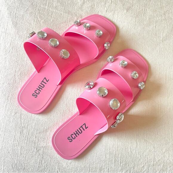 SCHUTZ Lizzie Crystals sandals Pink Club Rose size 9 - Picture 1 of 9